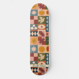Skateboard Personnalisé Bohème Céleste Patchwork Mystique