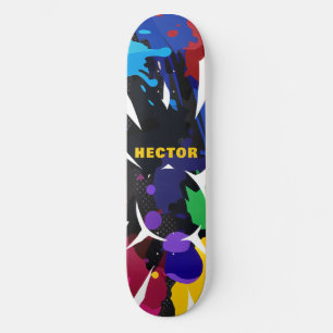 Skateboard Personnalisé Colorful 2D Animation Bleu noir pourp
