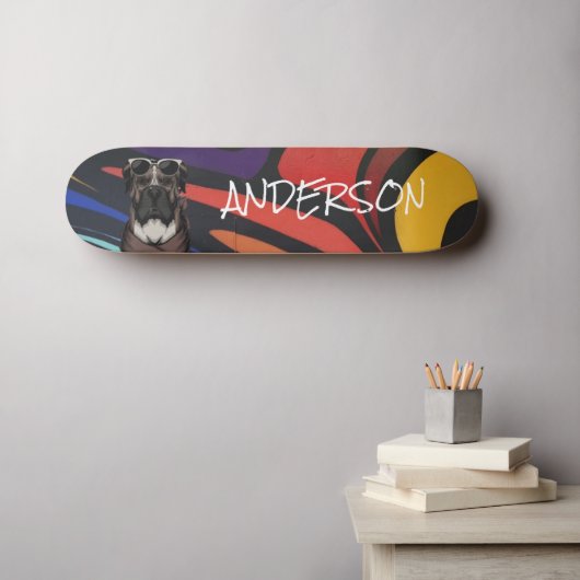 Skateboard Personnalisé Graffiti famille chien (Art mural (Horz))