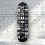 Skateboard Personnalisé Nom Cool Instagram tendance Collage p<br><div class="desc">Modern Instagram Photo Collage design pour skateboards : Personnalisez avec vos photos préférées ainsi que des messages avec des noms personnalisés et faites de ce cadeau d'anniversaire le plus cool jamais! Voici la version en noir et blanc.</div>
