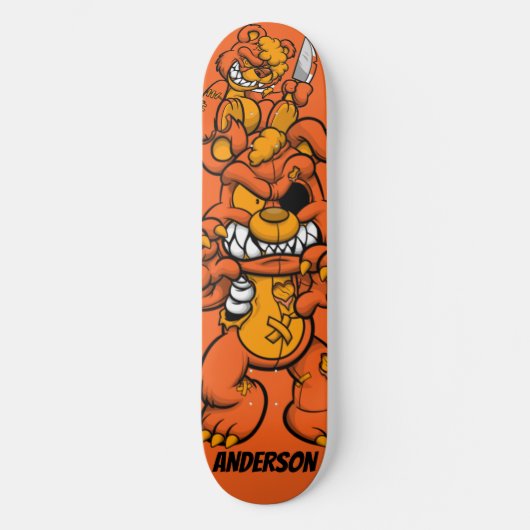 Skateboard Personnalisé Orange Attaques Teddies (Recto)