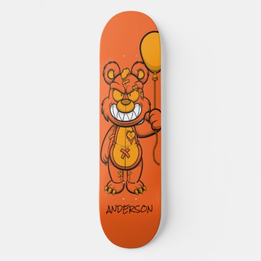 Skateboard personnalisé Orange Teddy Zombie (Recto)