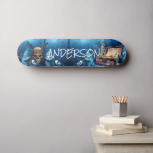 Skateboard Personnalized Pirate Skull & Cross Swords