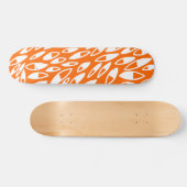 Skateboard Pétales Abstraits - Blanc sur Orange (Horz)