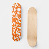 Skateboard Pétales Abstraits - Blanc sur Orange (Recto)