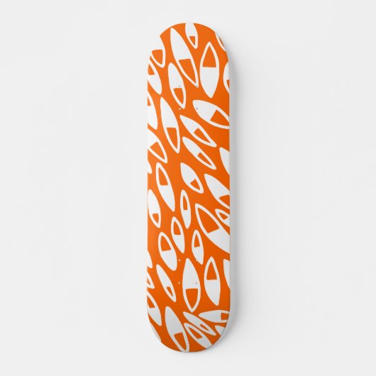 Skateboard Pétales Abstraits - Blanc sur Orange (Devant)