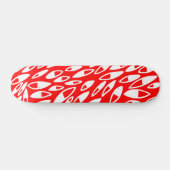 Skateboard Pétales Abstraits - Blanc sur Rouge (Horz)