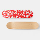Skateboard Pétales Abstraits - Blanc sur Rouge (Horz)