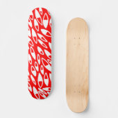 Skateboard Pétales Abstraits - Blanc sur Rouge (Recto)