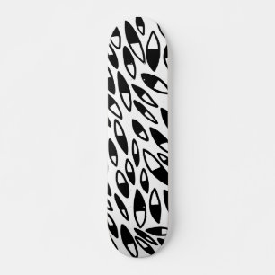 Skateboard Pétales Abstraits - Noir sur Blanc