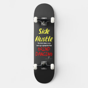 Skateboard Petit boulot vs. Grind Danse Texte Jaune Néon