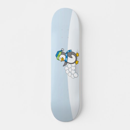 Skateboard Petit manchot avec boules de neige agitant (Devant)