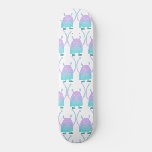 Skateboard Petit Monstre Bleu Mignon (Recto)