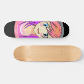 Skateboard  Petite fille manga, cheveux roses, yeux bleus, ca (Horz)
