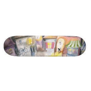 Skateboard Petite ville la nuit