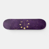 Skateboard Phases de la lune d'or Étoiles violettes Personnal (Horz)