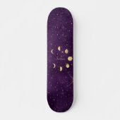 Skateboard Phases de la lune d'or Étoiles violettes Personnal (Devant)