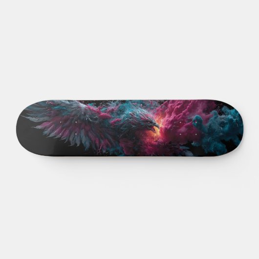 Skateboard Phénix s'élevant dans une explosion de couleurs vi (Horz)