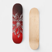 Skateboard Phoenix Blanche se lève Rouge n Cendres Noires (Recto)