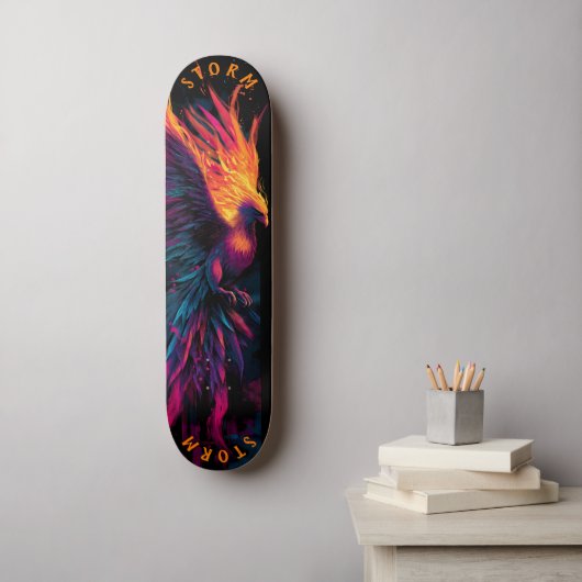Skateboard Phoenix Neon Graffiti Street Art - Edition Limitée (Art mural)