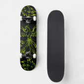 Skateboard Phoenix vert se lève sur le noir (Recto)