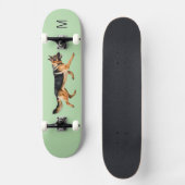 Skateboard Photo de chien berger allemand Monogramme vert (Recto)