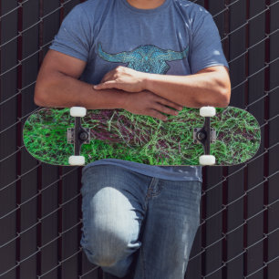 Skateboard Photo de texture de mousse de forêt verte vibrante
