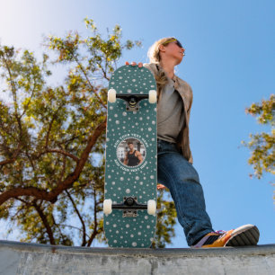 Skateboard Photo personnalisé avec Cercles de Perles sur Fond