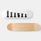 Skateboard Pièces d'échecs noires sur le blanc (Horz)