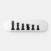 Skateboard Pièces d'échecs noires sur le blanc (Horz)