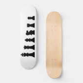 Skateboard Pièces d'échecs noires sur le blanc (Recto)