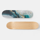 Skateboard Pierre de marbre sarcelle élégante et or (Horz)