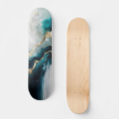 Skateboard Pierre de marbre sarcelle élégante et or (Recto)