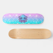 Skateboard Pieuvre bleue mignonne (Horz)