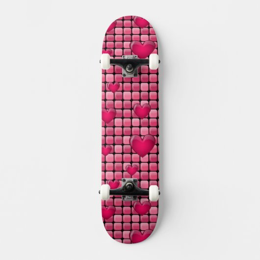 Skateboard Pile rose avec des coeurs (Recto)