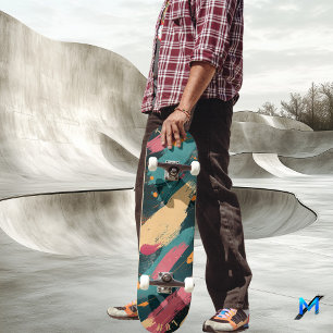 Skateboard Pinceau Gras - Minimaliste Abstrait Sombre