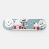 Skateboard Pingouin Bébé Gris Mignonne En Neige D'Hiver (Horz)