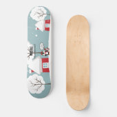 Skateboard Pingouin Bébé Gris Mignonne En Neige D'Hiver (Recto)