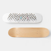 Skateboard Pingouins roses et bleus se tenant la main (Horz)