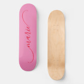 Skateboard Pink and Red Classy Curved Swash Signature Nom (Recto)