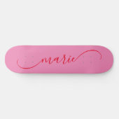 Skateboard Pink and Red Classy Curved Swash Signature Nom (Horz)