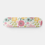 Skateboard Pink Blue Jaune Fleurs Modernes Platines Florales (Horz)