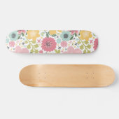 Skateboard Pink Blue Jaune Fleurs Modernes Platines Florales (Horz)
