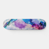 Skateboard Pink Blue Teal Abstract Watercolor (Horz)