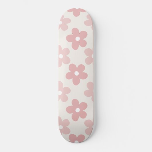 Skateboard Pink Cream Daisy Flowers Retro Pattern (Recto)