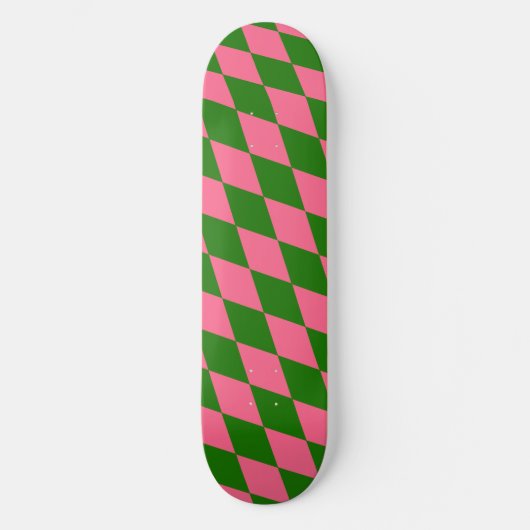 Skateboard Pink Green Harlequin Checkered Design  (Recto)