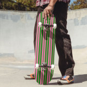 Skateboard Pink Green Stylish Stripes Pattern Design 