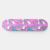 Skateboard Pink Kitschy glittery drôle licorne et chaton (Horz)