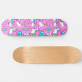 Skateboard Pink Kitschy glittery drôle licorne et chaton (Horz)