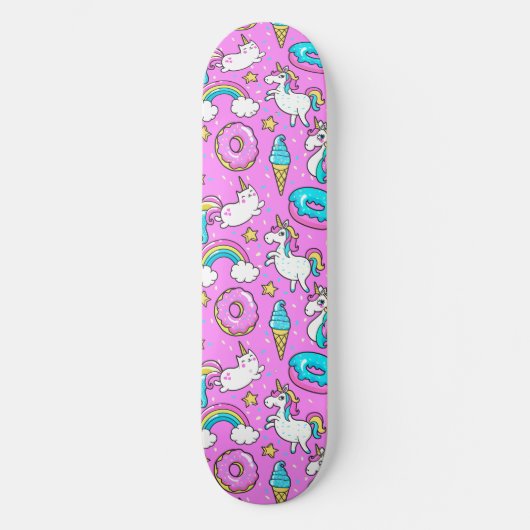 Skateboard Pink Kitschy glittery drôle licorne et chaton (Recto)
